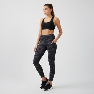 Athleta Rainier Reflective Tight Leggings Camo Gray S Running Athleisure Workout